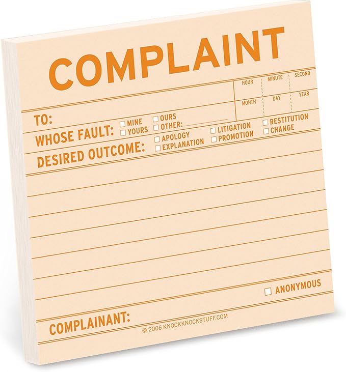 1-Count Knock Knock Complaint Sticky Notes, Office Memo Sticky Notepad, 3 x 3-inches each